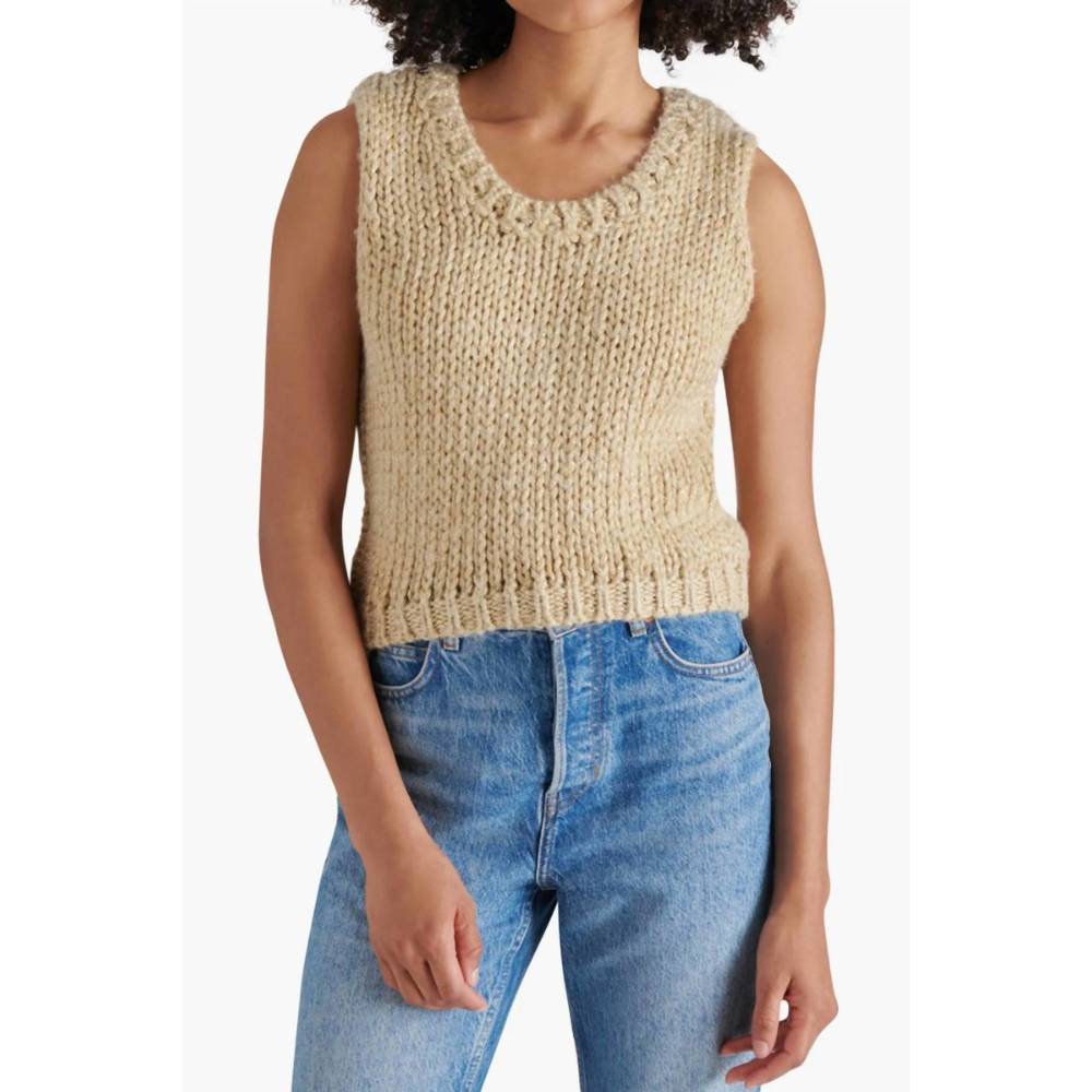NEW STEVE MADDEN eleny sweater vest in dusty taupe